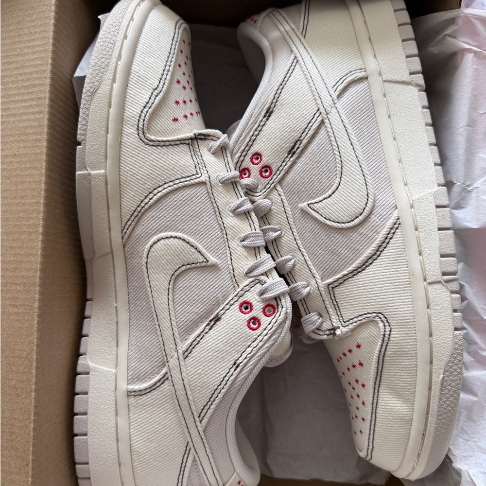 Nike Cream and Red Sneakers